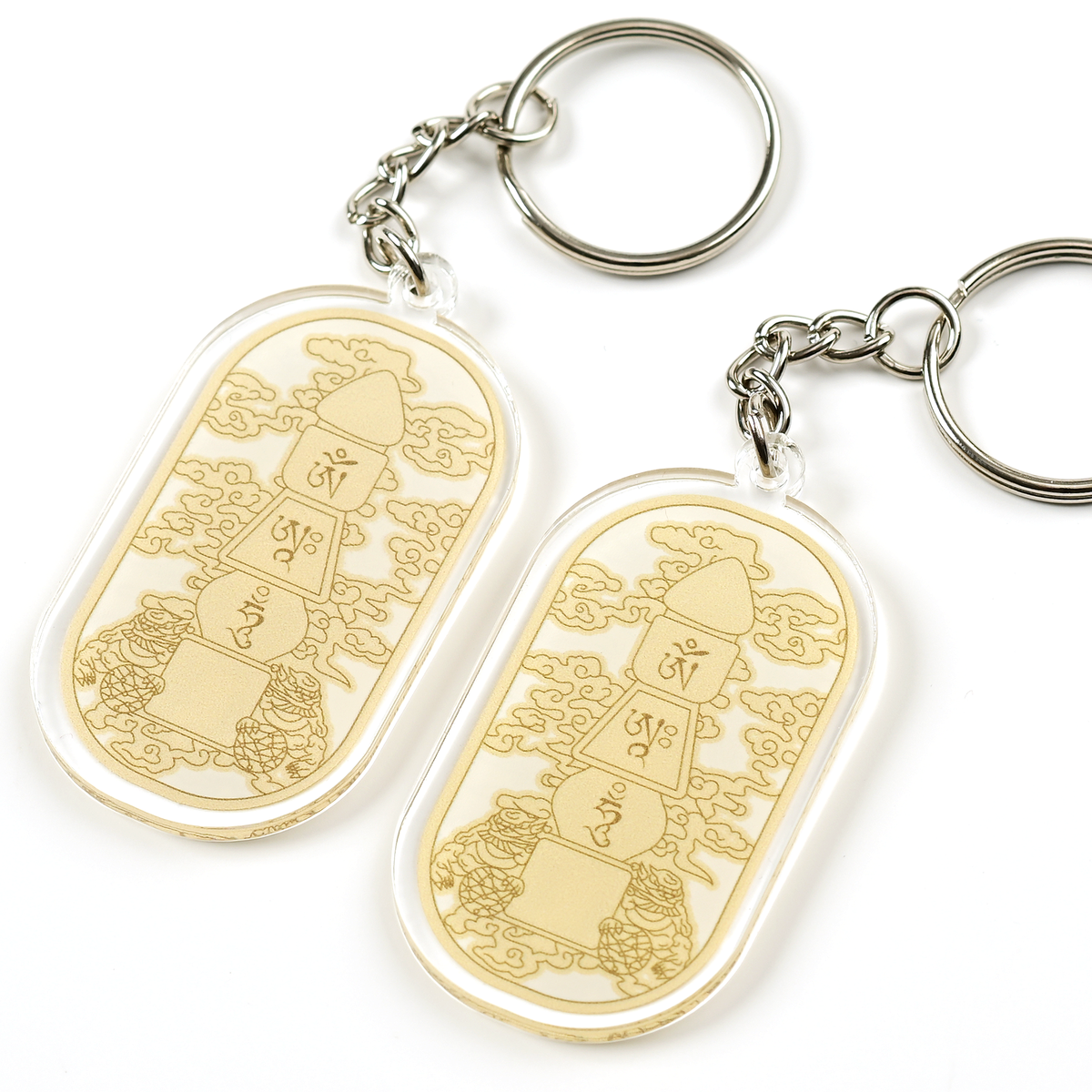 Five Element Pagoda Amulet Feng Shui Keychains (2 Pack)