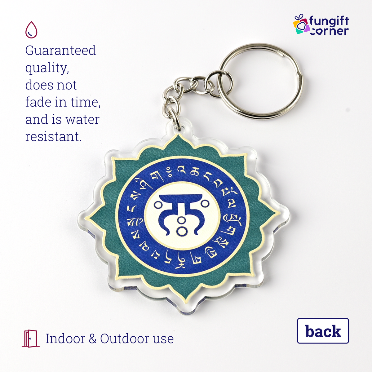 Feng Shui 28 Hums Lotus Mandala Amulet Keychains (2 Pack)
