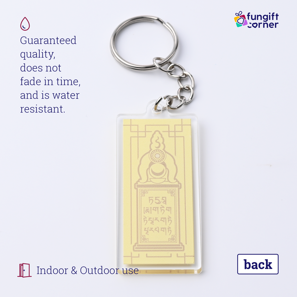 Heart Sutra Pagoda Feng Shui Keychains, Acrylic (2 Pack)