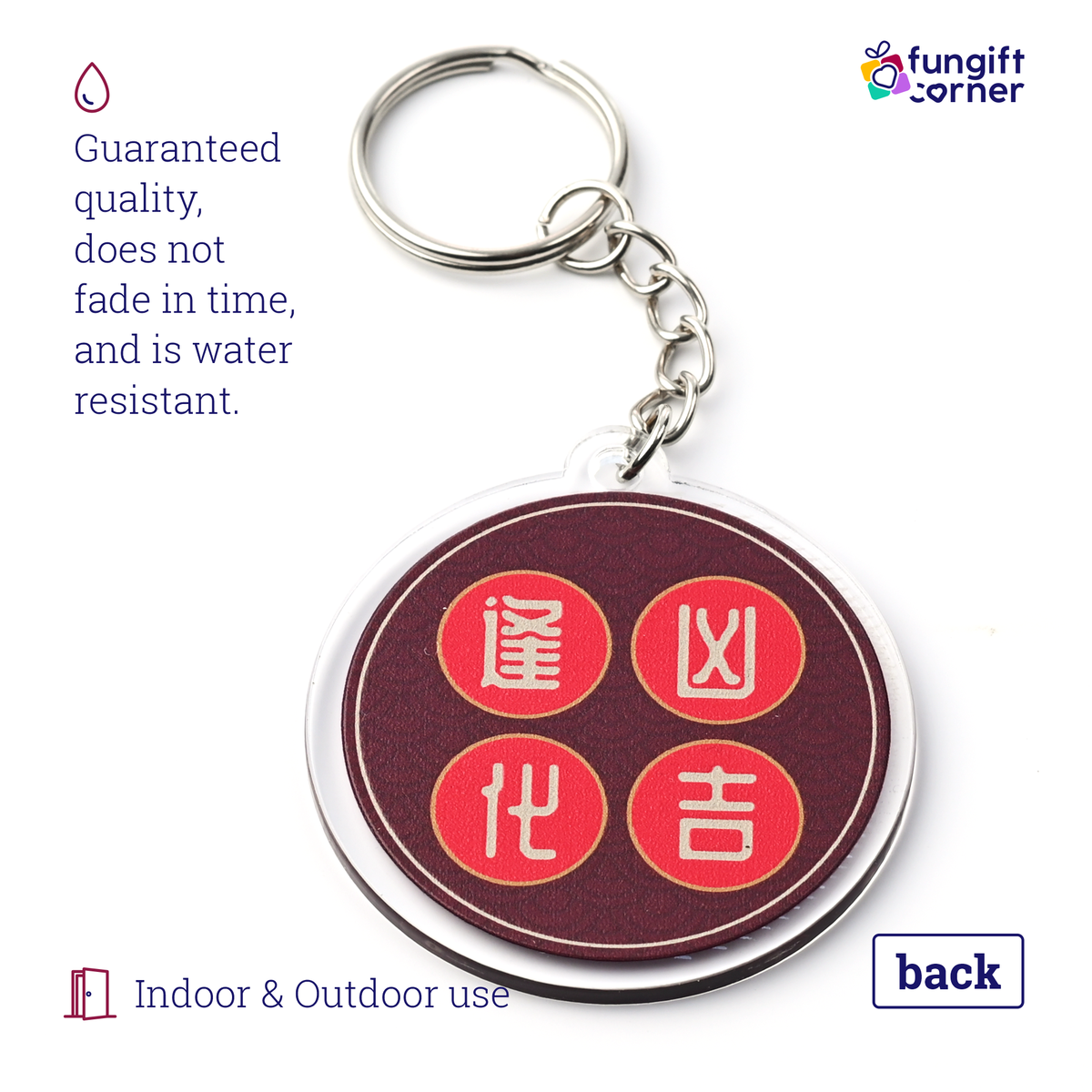Three Celestial Guardians Feng Shui Keychains with Ksiddigarbha Implements, Acrylic (2 Pack)