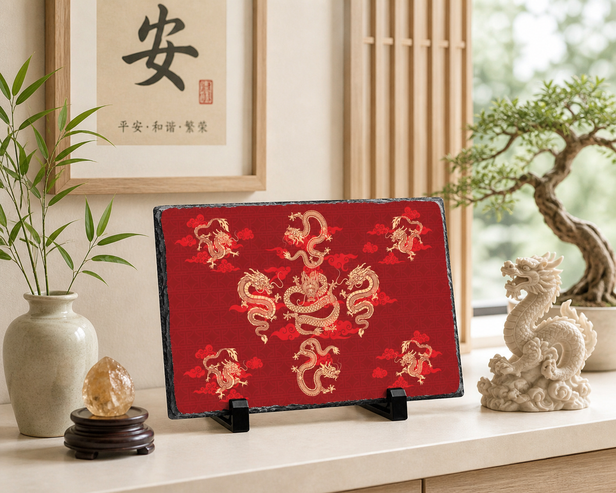 Nine Dragons Feng Shui Slate Plaque