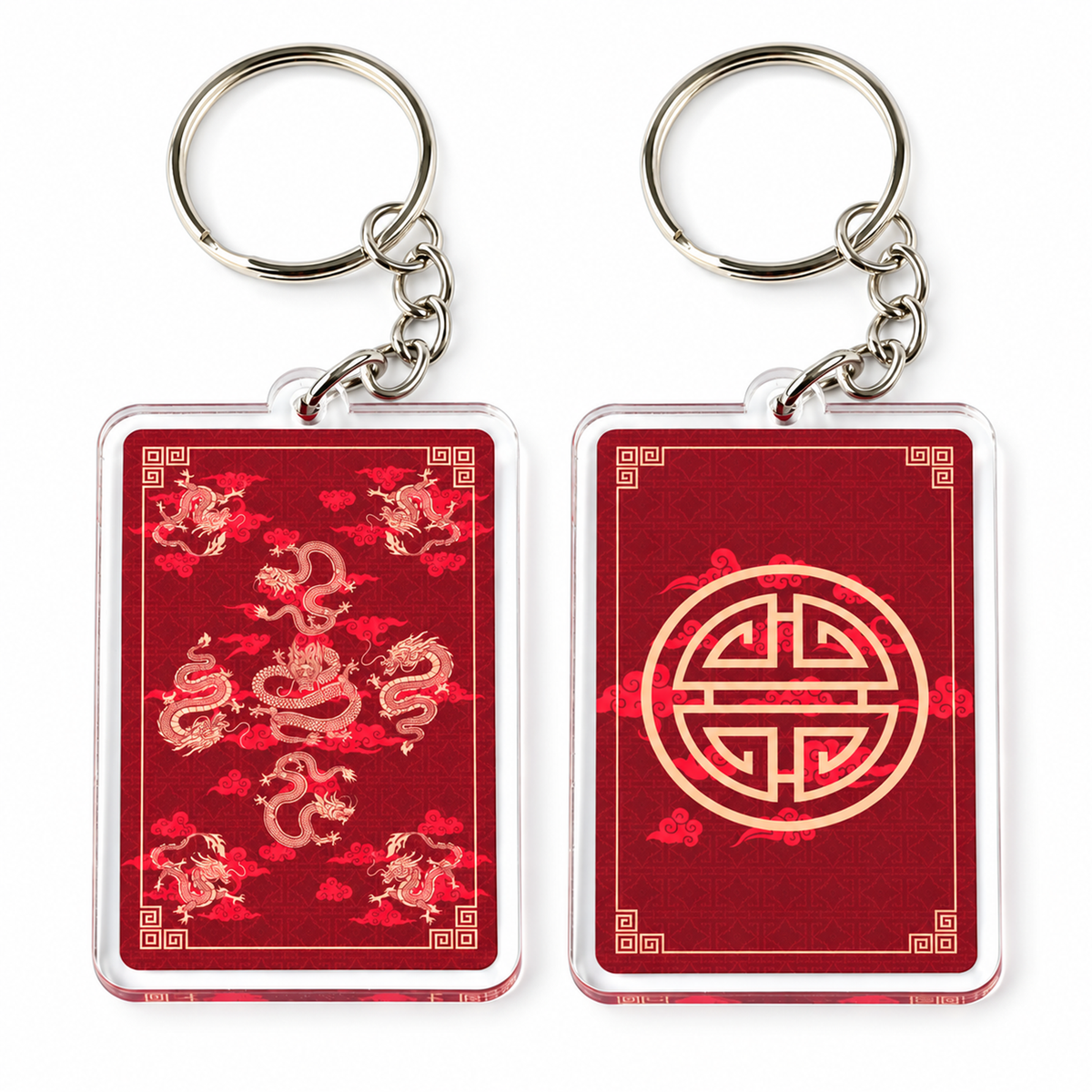 Feng Shui Amulet Keychains Featuring 9 Dragons (2 Pack)