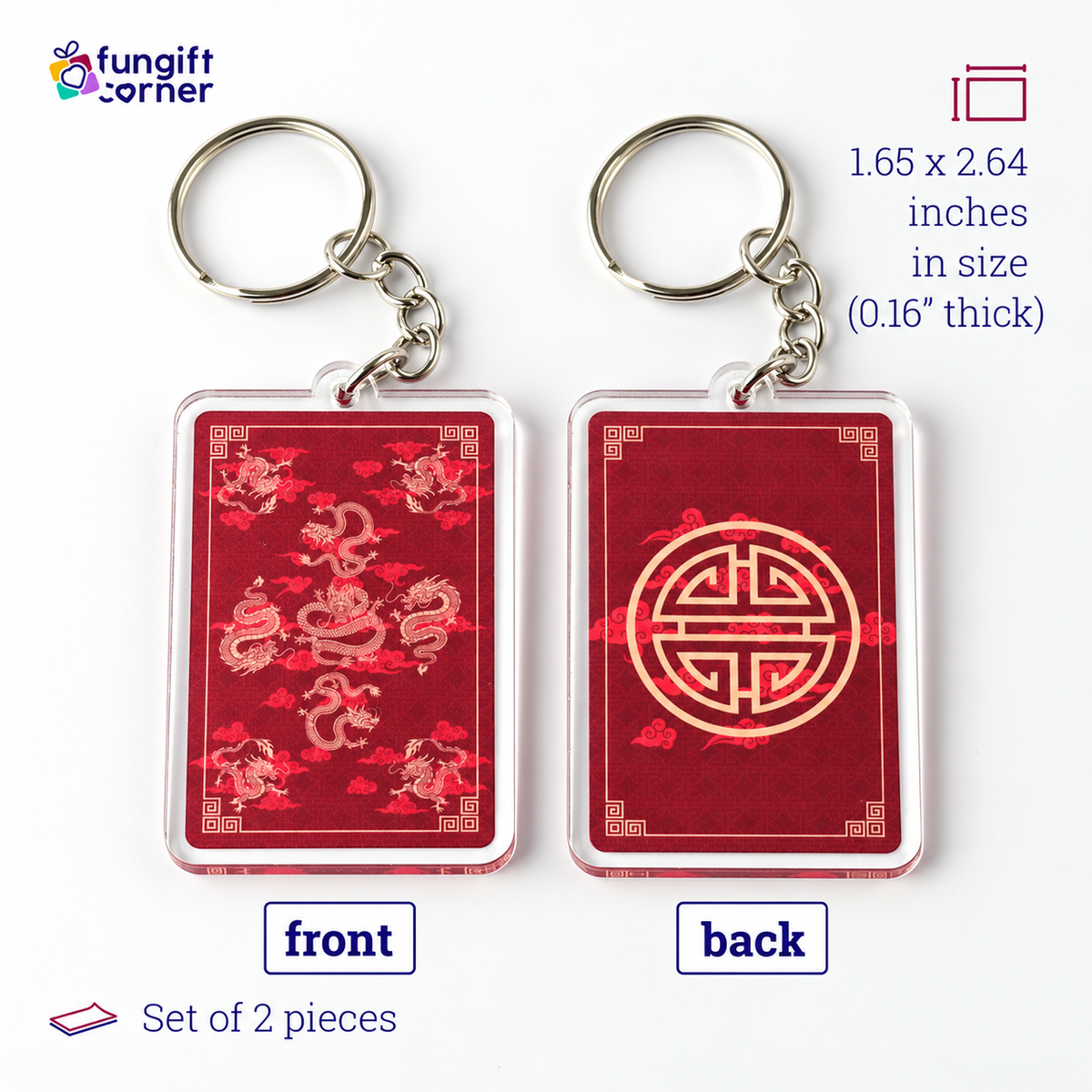 Feng Shui Amulet Keychains Featuring 9 Dragons (2 Pack)