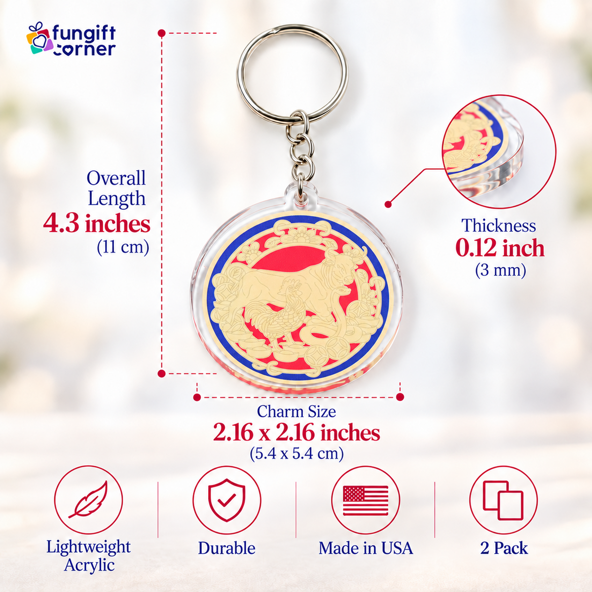 Annual Amulet Feng Shui Keychains (2 Pack)
