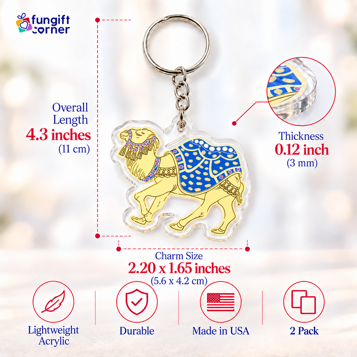 Cash Flow Camel Amulet Feng Shui Keychains (2 Pack)