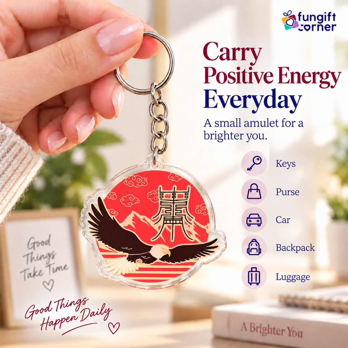 Feng Shui Eagle Scholastic Amulet Keychains (2 Pack)