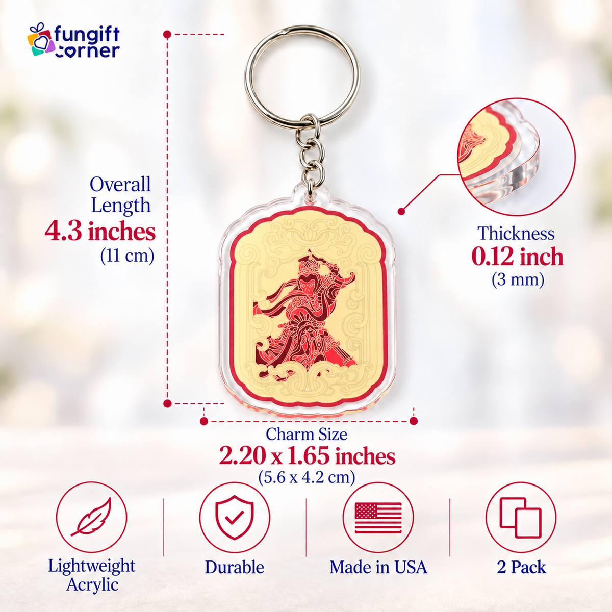 Earth Seal Talisman Feng Shui Keychains (2 Pack)
