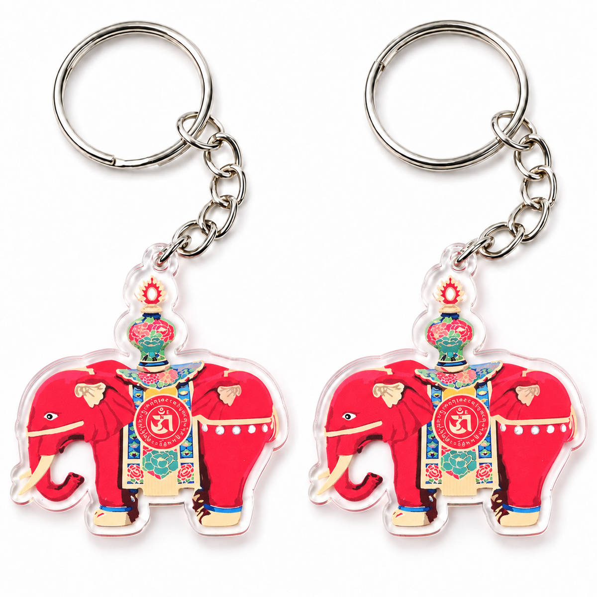 Red Prosperity Elephant Amulet Feng Shui Keychain (2 Pack)