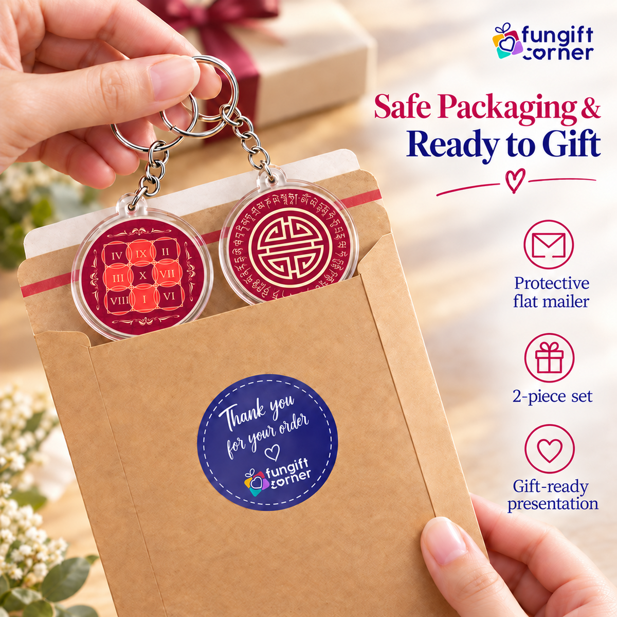 Sum of Ten Feng Shui Amulet Feng Shui Keychains (2 Pack)