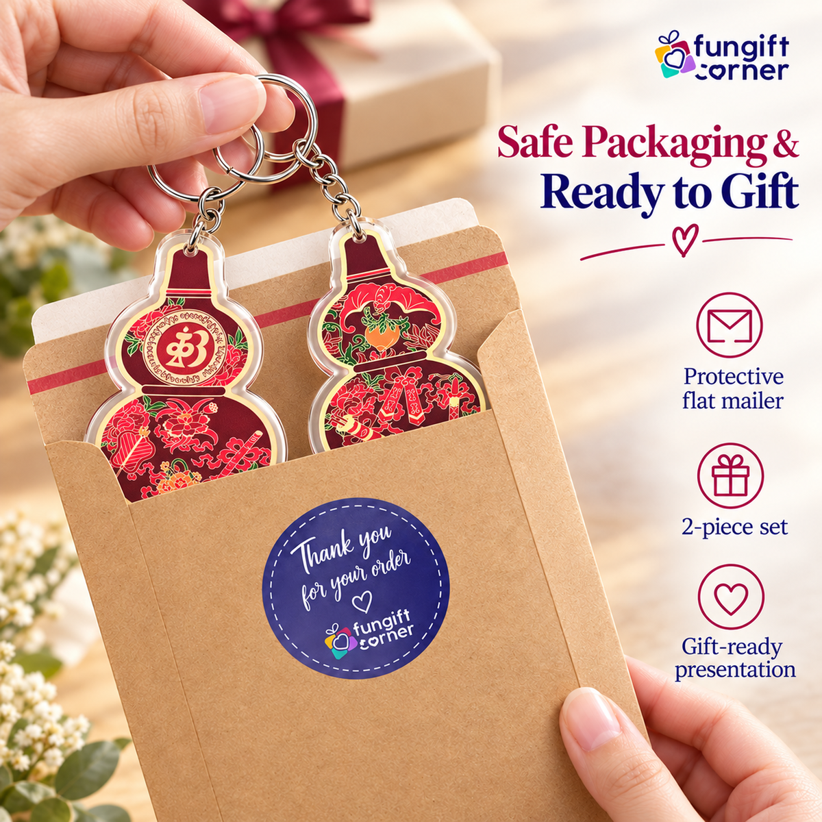 Abundance Wu Lou Amulet Feng Shui Keychains (2 Pack)