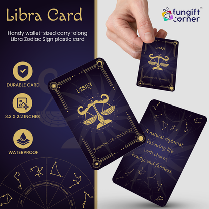 Libra Zodiac Gift Set, Astrology Horoscope Keychain and Card, Unique Libra Birthday Gift for Women and Men, September October Zodiac Sign Constellation Accessory, Made in USA (2-Pack)