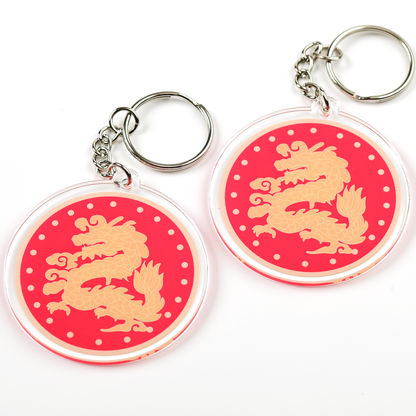 Feng Shui Auspicious Dragon Amulet Keychains, Acrylic (2 Pack)
