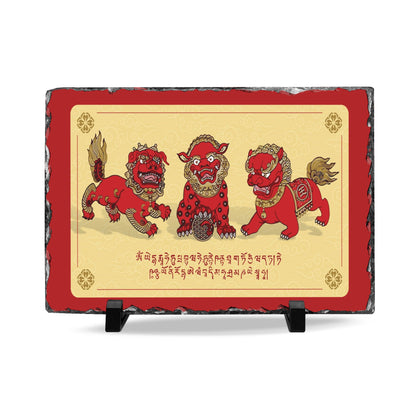 3 Celestial Guardians Feng Shui Slate Plaque, Chi Lin ,Pi Yao and Fu Dog