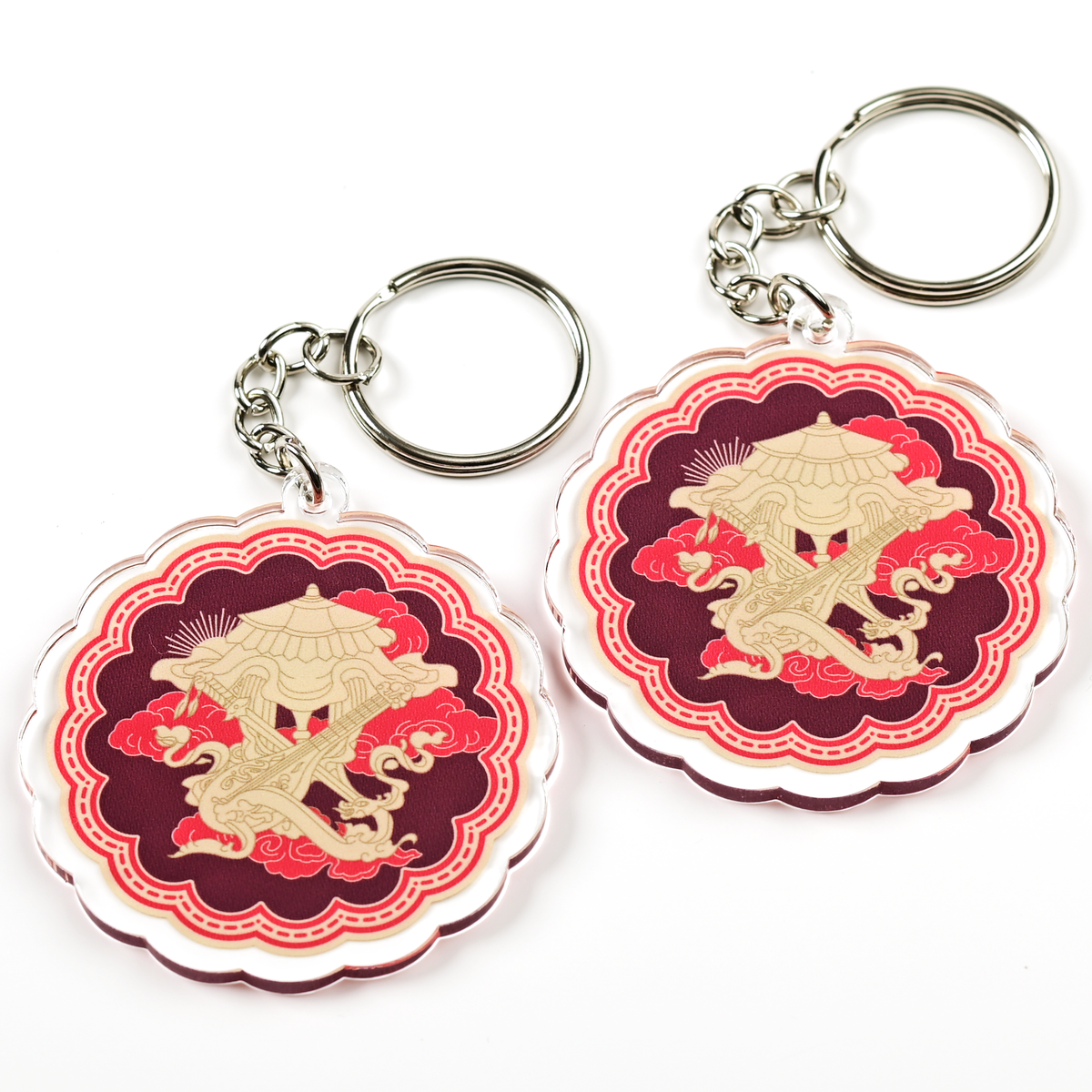 Four Weapon Protection Amulet Feng Shui Keychains (2 Pack)