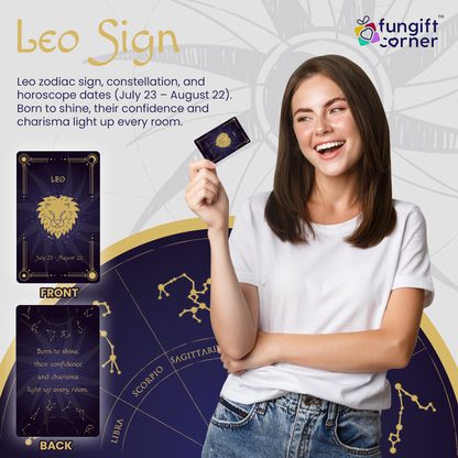 Leo Zodiac Gift Set, Astrology Horoscope Keychain and Card, Unique Leo Birthday Gift for Women and Men, July August Zodiac Sign Constellation Accessory, Made in USA (2-Pack)