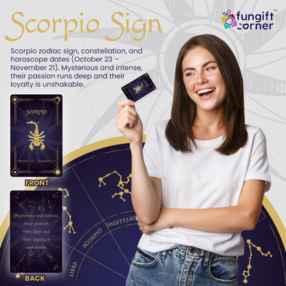 Scorpio Zodiac Gift Set, Astrology Horoscope Keychain and Card, Unique Scorpio Birthday Gift for Women and Men, October November Zodiac Sign Constellation Accessory, Made in USA (2-Pack)