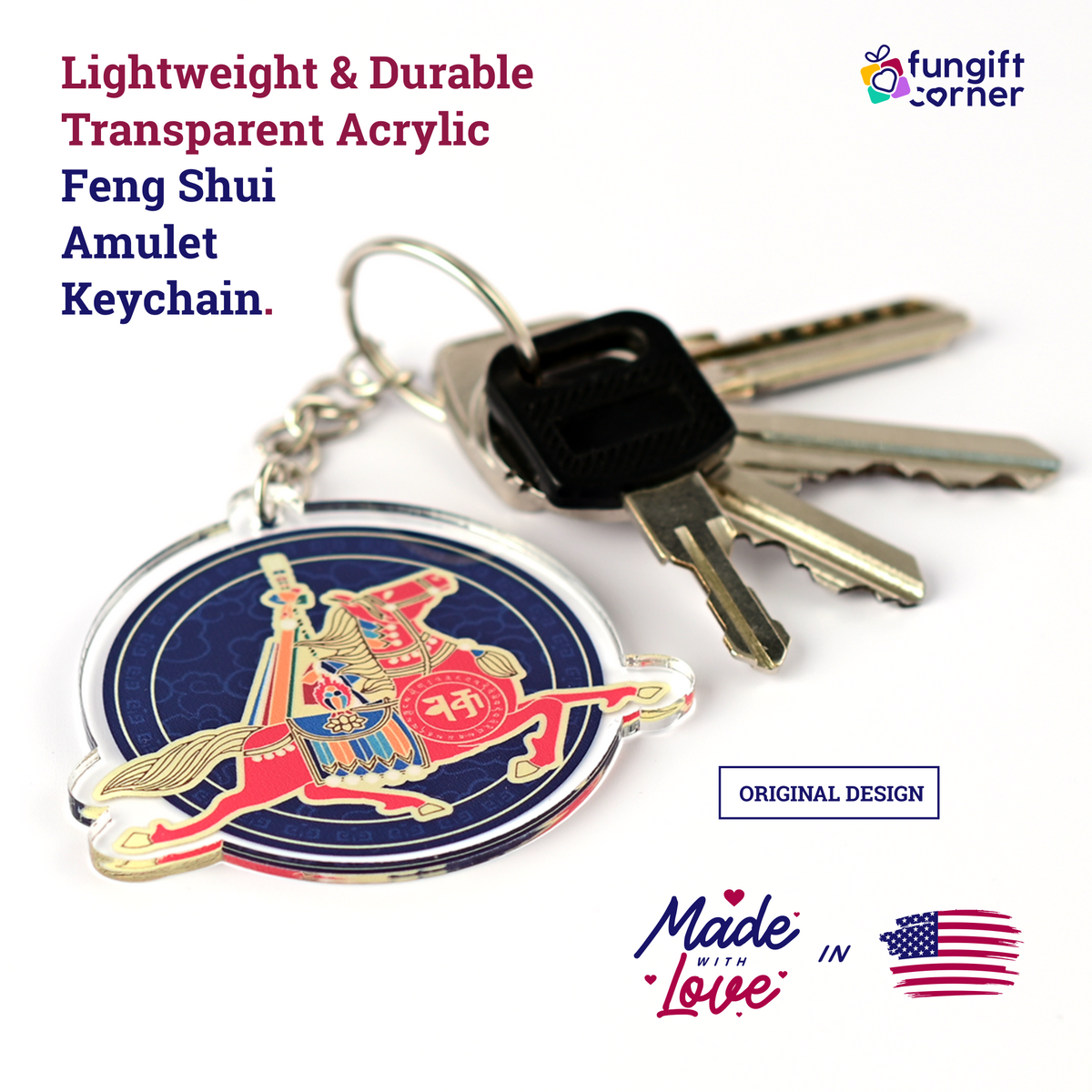 Feng Shui Period 9 Windhorse Amulet Keychains (2 Pack)