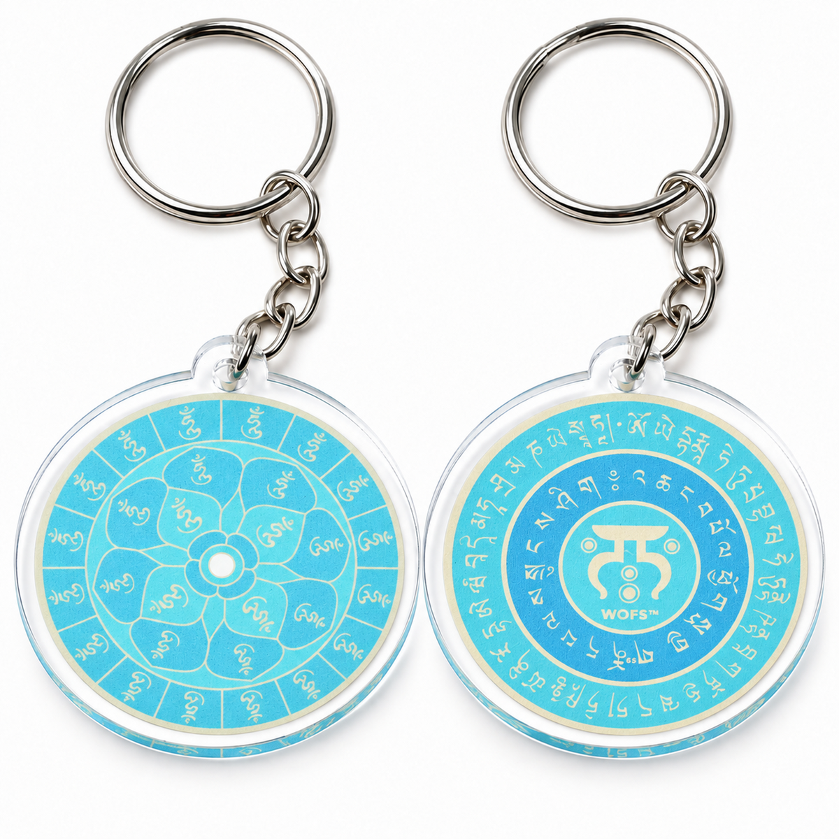 28 Hums Safety Talisman Feng Shui Keychains, Acrylic (2 Pack)