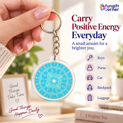 28 Hums Safety Talisman Feng Shui Keychains, Acrylic (2 Pack)