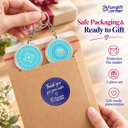 28 Hums Safety Talisman Feng Shui Keychains, Acrylic (2 Pack)