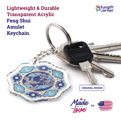 Dragon and Phoenix Life Force Feng Shui Keychains, Acrylic (2 Pack)