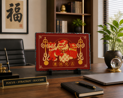 3 Celestial Guardians Plaque with Ksiddigarbha's Implements
