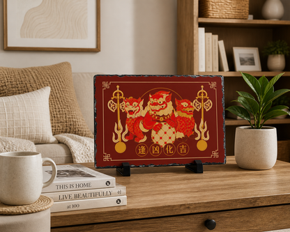3 Celestial Guardians Plaque with Ksiddigarbha's Implements