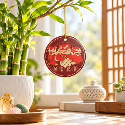Three Celestial Guardians Feng Shui Ceramic Amulet – Chi Lin, Pi Yao and Fu Dog