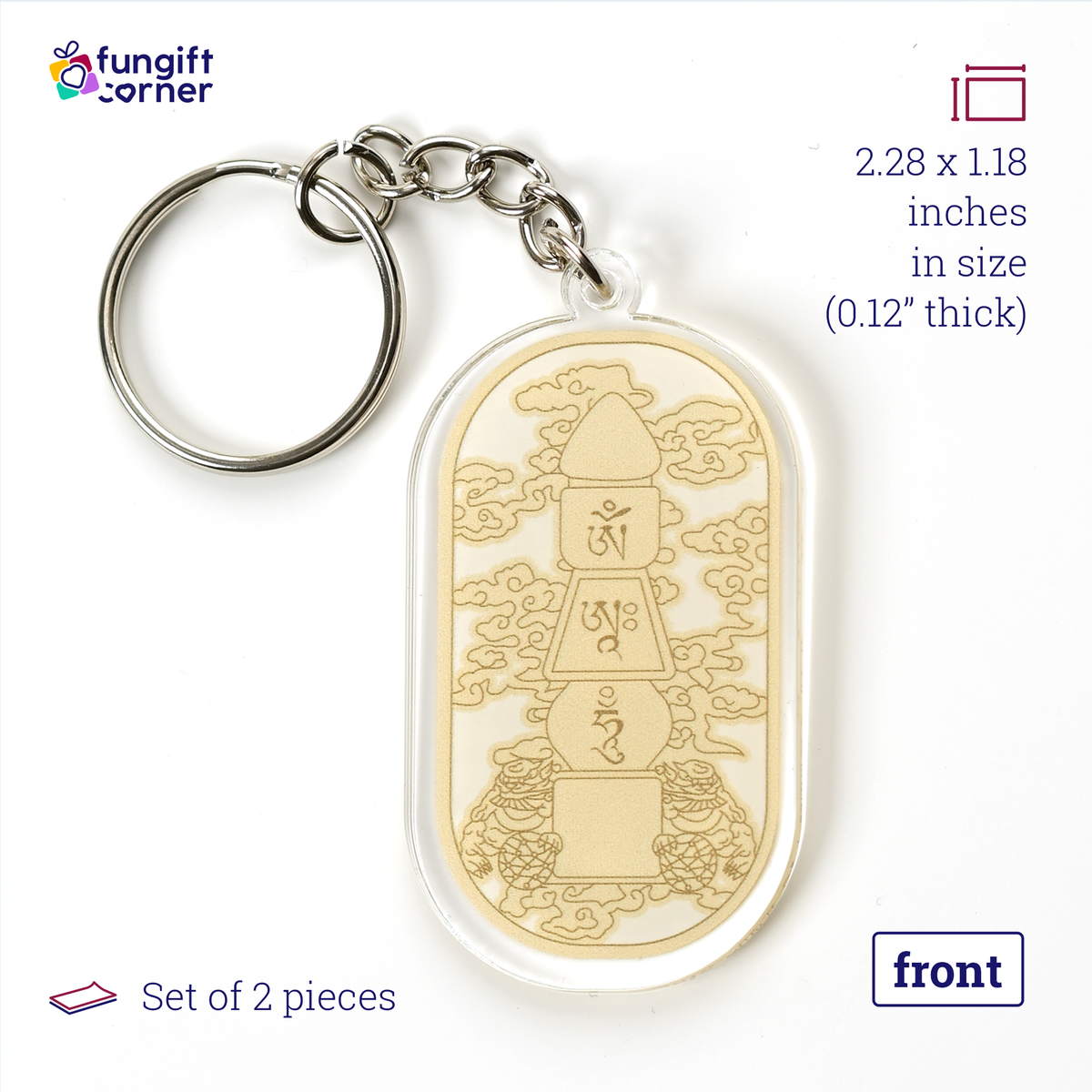Five Element Pagoda Amulet Feng Shui Keychains (2 Pack)
