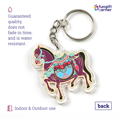 Feng Shui 3 Powers Windhorse Amulet Keychains, Acrylic (2 Pack)