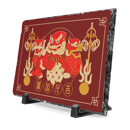 3 Celestial Guardians Plaque with Ksiddigarbha's Implements