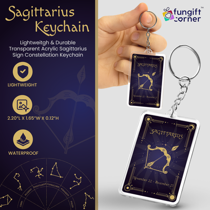 Sagittarius Zodiac Gift Set, Astrology Horoscope Keychain and Card, Unique Sagittarius Birthday Gift for Women and Men, November December Zodiac Sign Constellation Accessory, Made in USA (2-Pack)