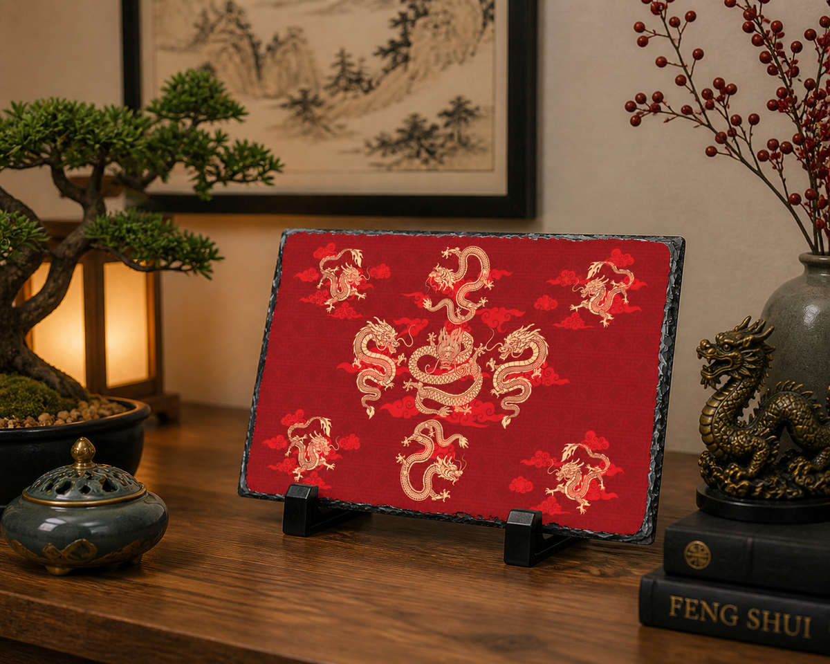 Nine Dragons Feng Shui Slate Plaque