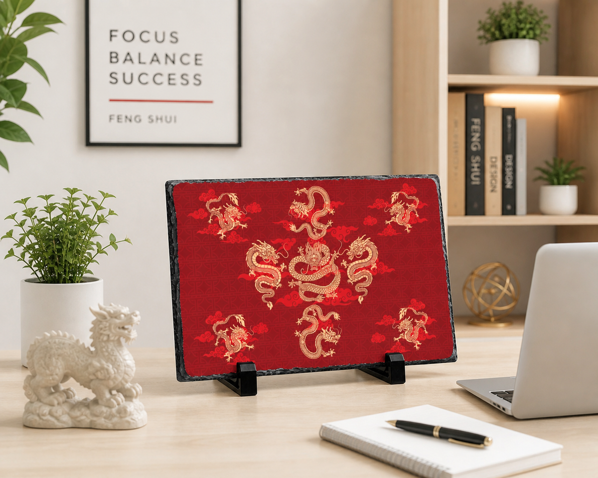 Nine Dragons Feng Shui Slate Plaque
