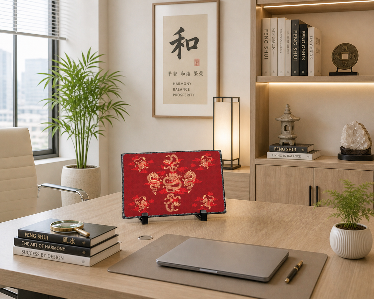 Nine Dragons Feng Shui Slate Plaque