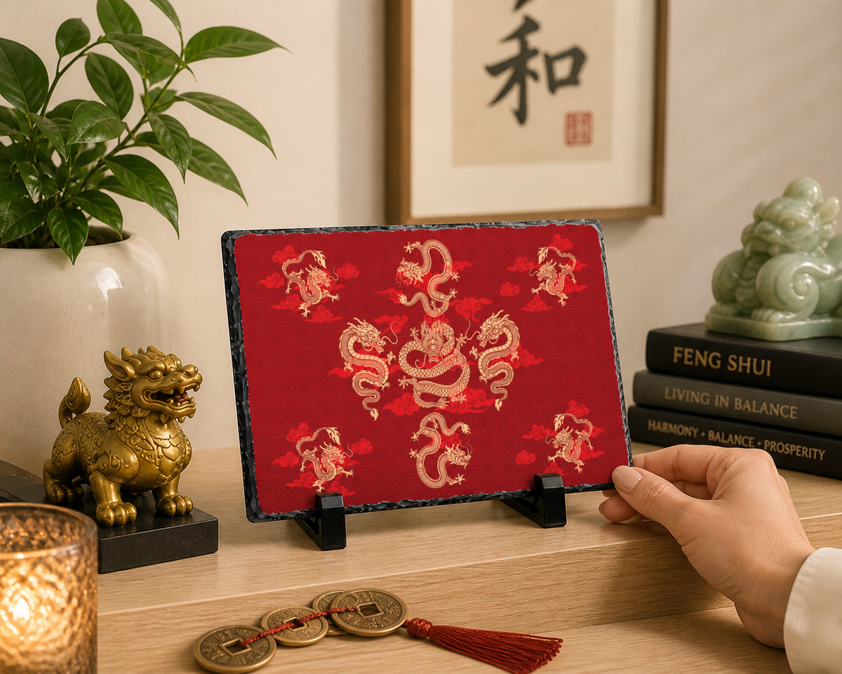 Nine Dragons Feng Shui Slate Plaque