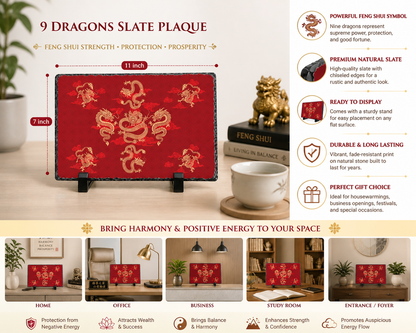 Nine Dragons Feng Shui Slate Plaque