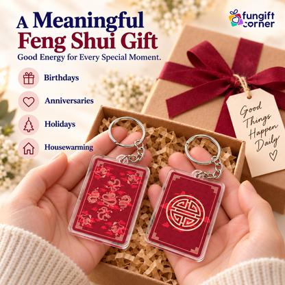 Feng Shui Amulet Keychains Featuring 9 Dragons (2 Pack)