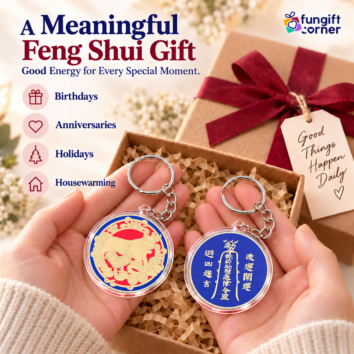 Annual Amulet Feng Shui Keychains (2 Pack)