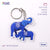 Set of 2 Anti Burglary Amulet Keychains with Blue Elephant and Rhino, Feng Shui Symbol for Protection 2.27"L x 2.15W x 0.16"H, Lightweight and Durable Transparent Acrylic, Split Ring Closure Keychains
