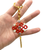 Feng Shui Bejeweled Red Mystic Knot with Golden Tassel Keychain