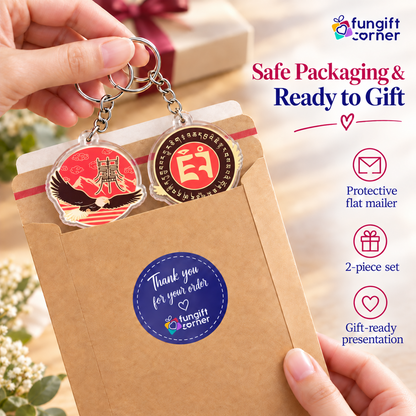 Feng Shui Eagle Scholastic Amulet Keychains (2 Pack)