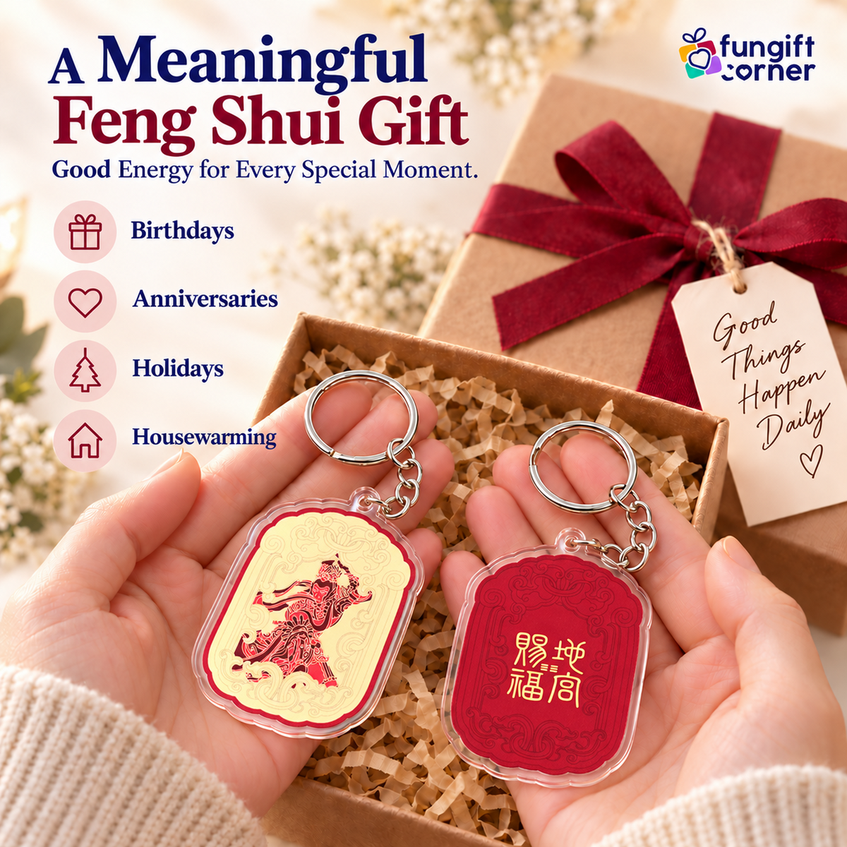 Earth Seal Talisman Feng Shui Keychains (2 Pack)