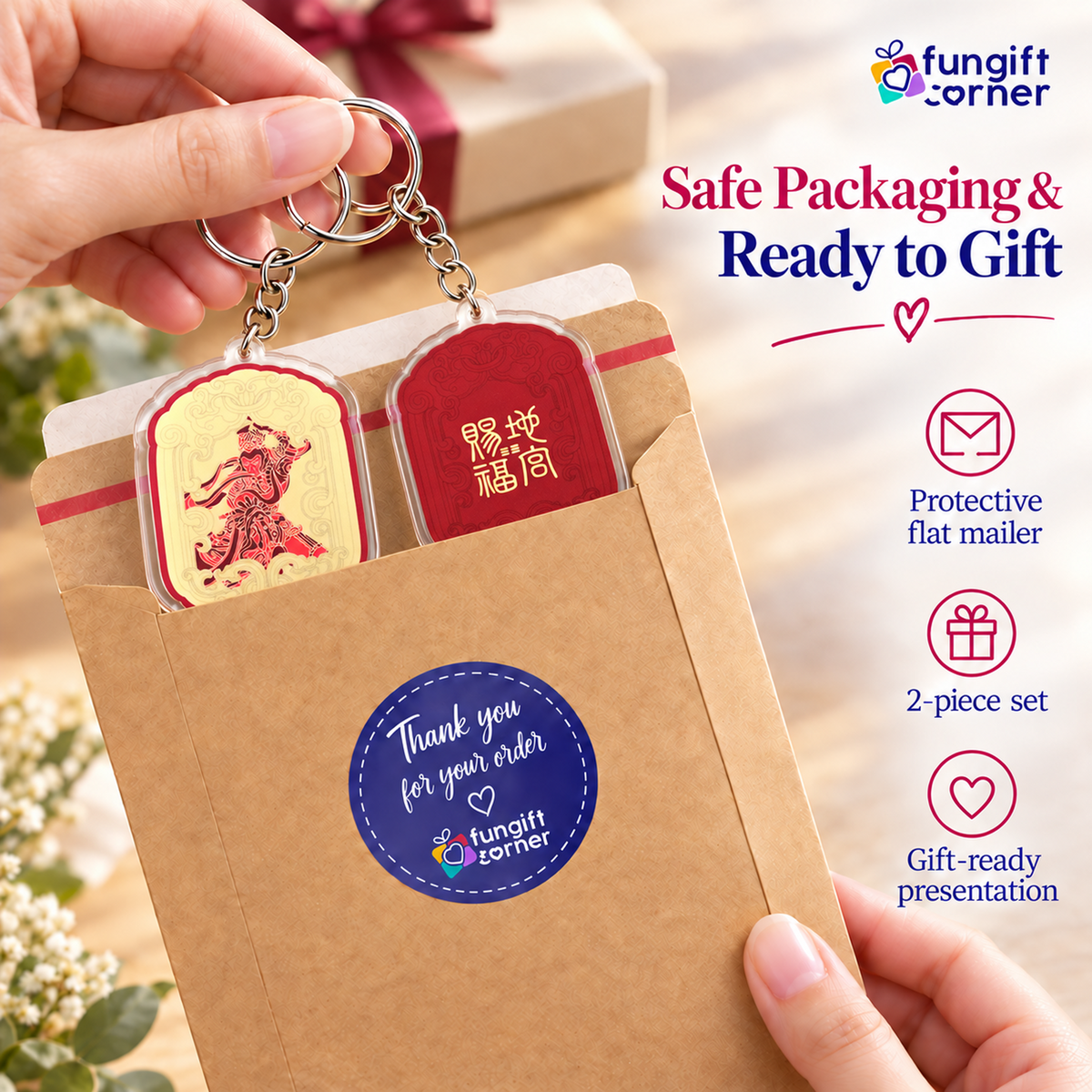 Earth Seal Talisman Feng Shui Keychains (2 Pack)