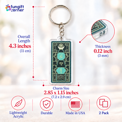 Emerald Pagoda Amulet Feng Shui Keychain (2 Pack)
