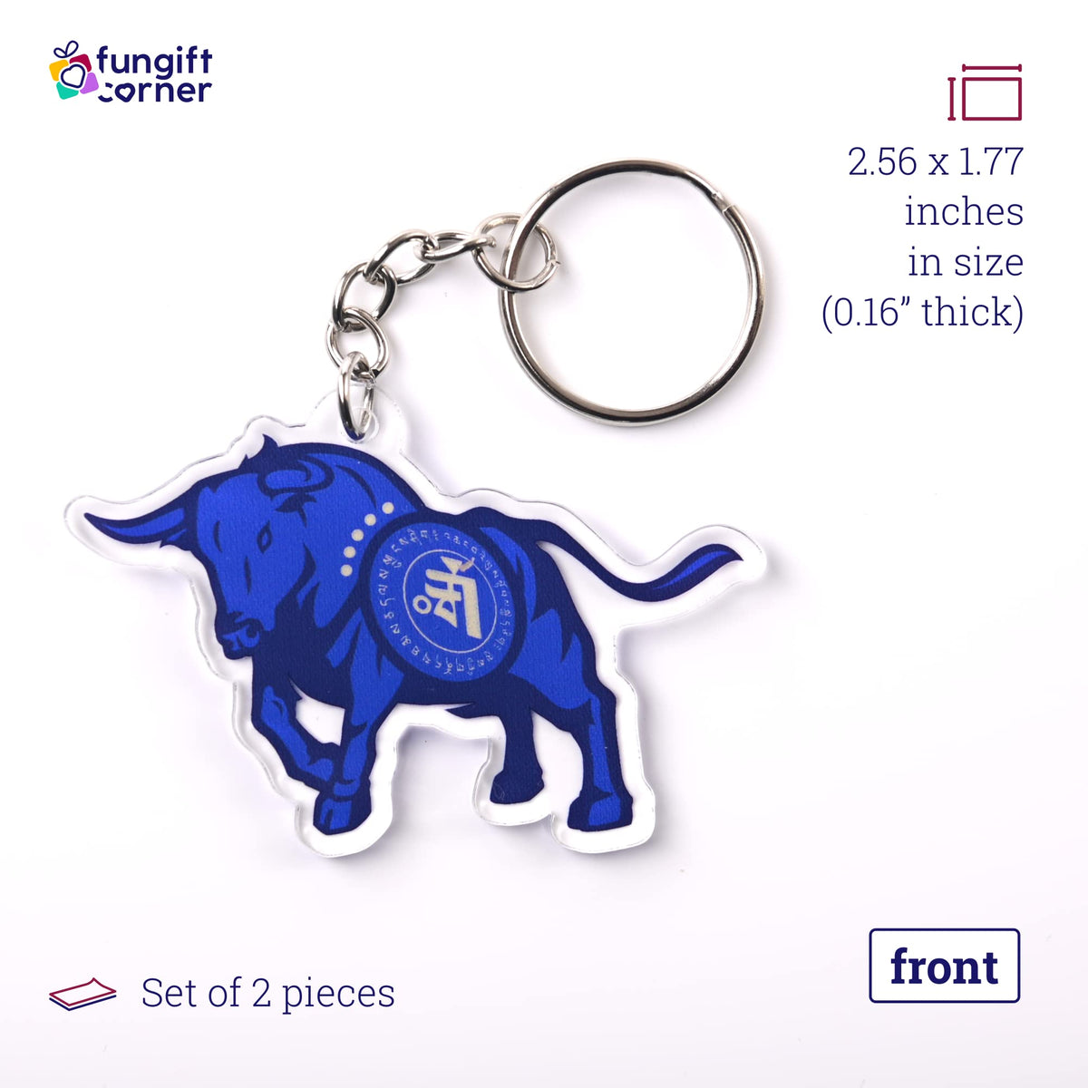 Big Money Bull Amulet Feng Shui Keychains (2 Pack)