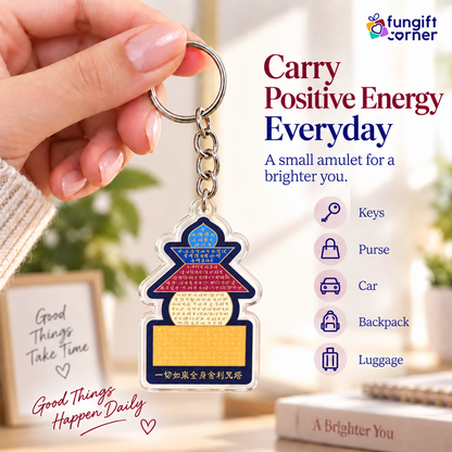 Five Element Pagoda Amulet Feng Shui Keychains (2 pack)