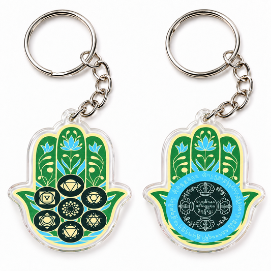 Hamsa Hand Life Force Amulet Feng Shui Keychains (2 Pack)