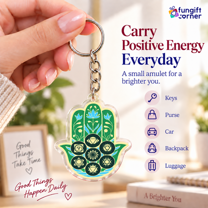 Hamsa Hand Life Force Amulet Feng Shui Keychains (2 Pack)
