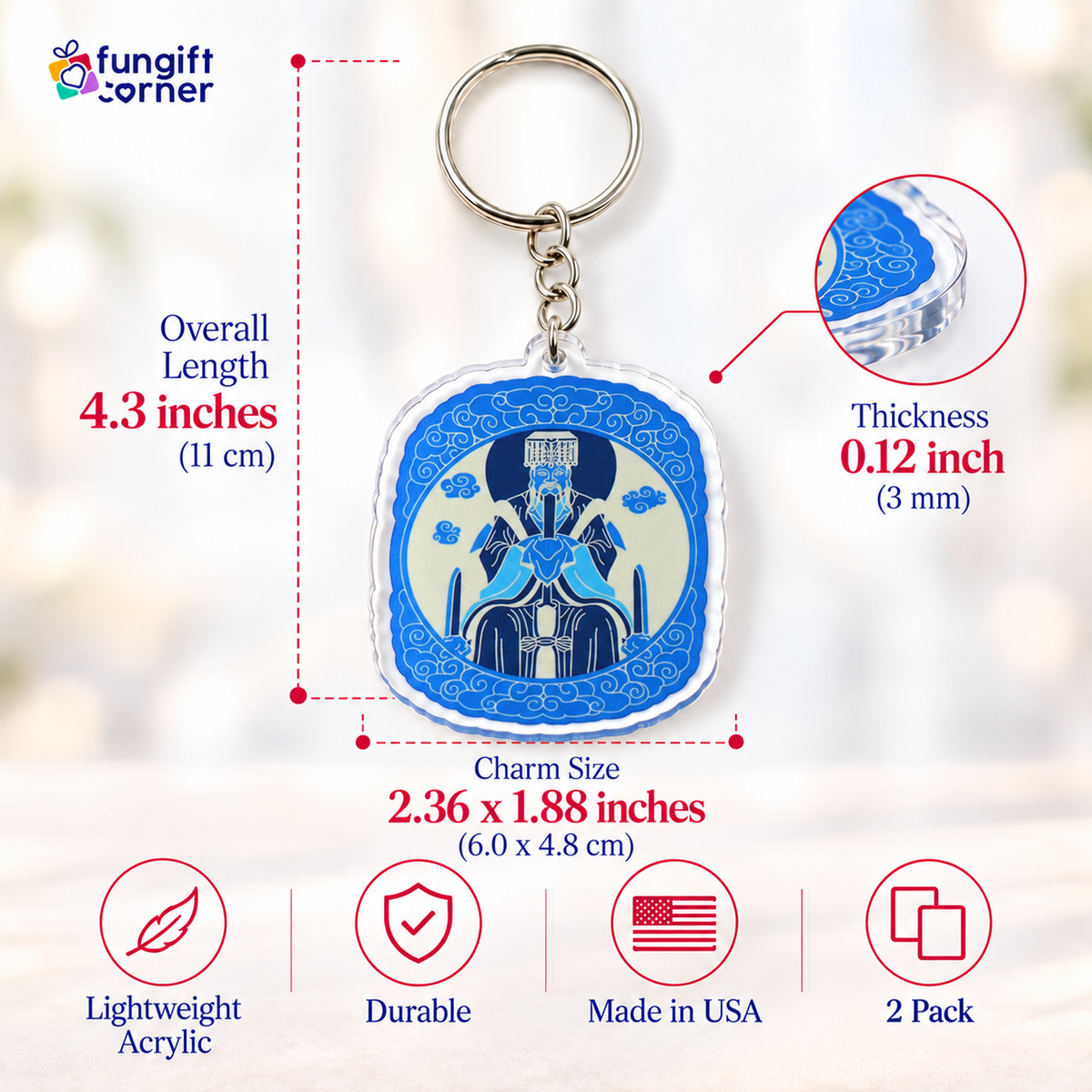 Heaven Seal Talisman Feng Shui Keychains (2 Pack)